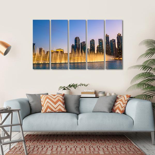 Dubai Fountain Canvas Wall Art-5 Horizontal-Gallery Wrap-22" x 12"-Tiaracle