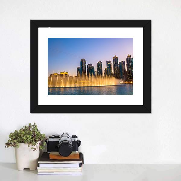 Dubai Fountain Panoramic Canvas Wall Art-1 Piece-36" x 12"-Tiaracle