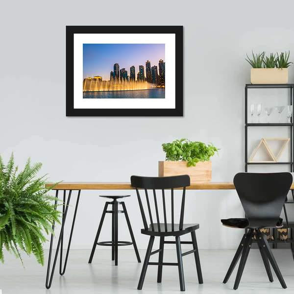Dubai Fountain Panoramic Canvas Wall Art-1 Piece-36" x 12"-Tiaracle