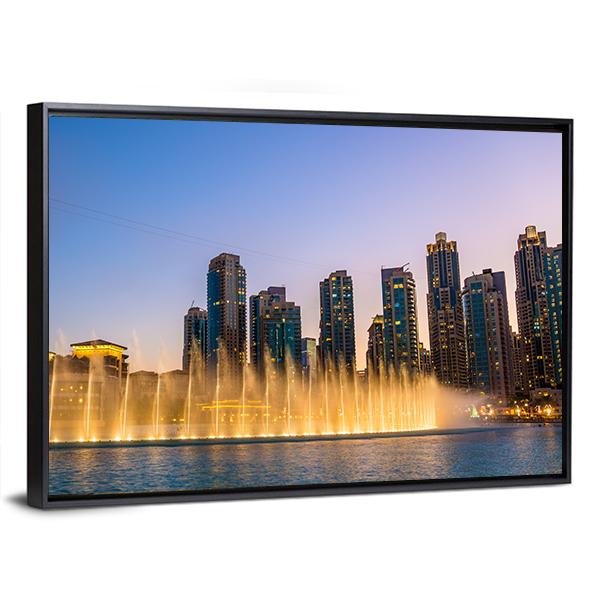 Dubai Fountain Panoramic Canvas Wall Art-1 Piece-36" x 12"-Tiaracle