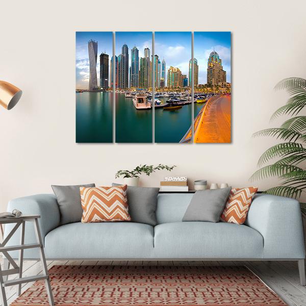 Dubai Marina Canvas Wall Art-4 Horizontal-Gallery Wrap-34" x 24"-Tiaracle