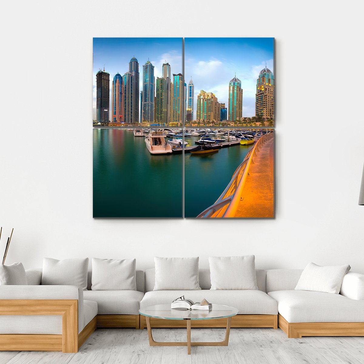 Dubai Marina Canvas Wall Art-4 Square-Gallery Wrap-17" x 17"-Tiaracle