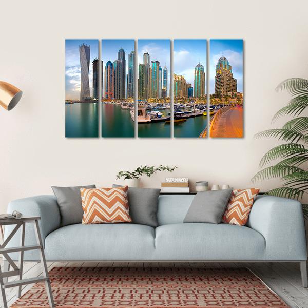 Dubai Marina Canvas Wall Art-5 Horizontal-Gallery Wrap-22" x 12"-Tiaracle