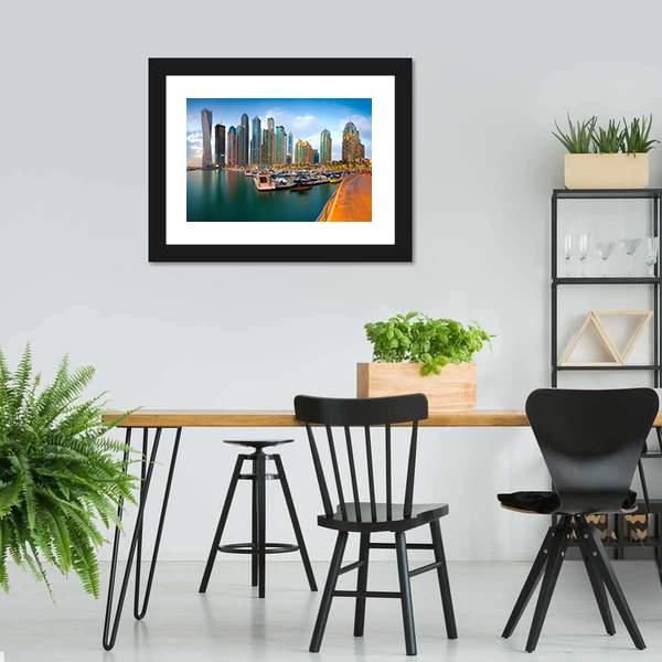Dubai Marina Canvas Wall Art-5 Horizontal-Gallery Wrap-22" x 12"-Tiaracle