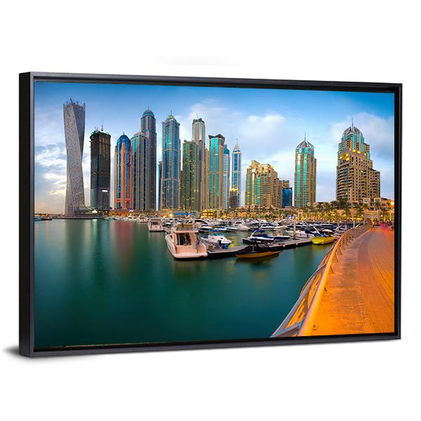 Dubai Marina Canvas Wall Art-5 Horizontal-Gallery Wrap-22" x 12"-Tiaracle