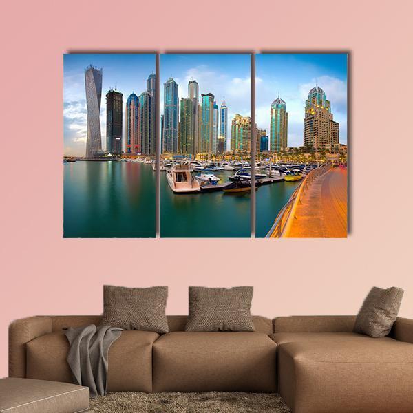 Dubai Marina Canvas Wall Art-3 Horizontal-Gallery Wrap-25" x 16"-Tiaracle