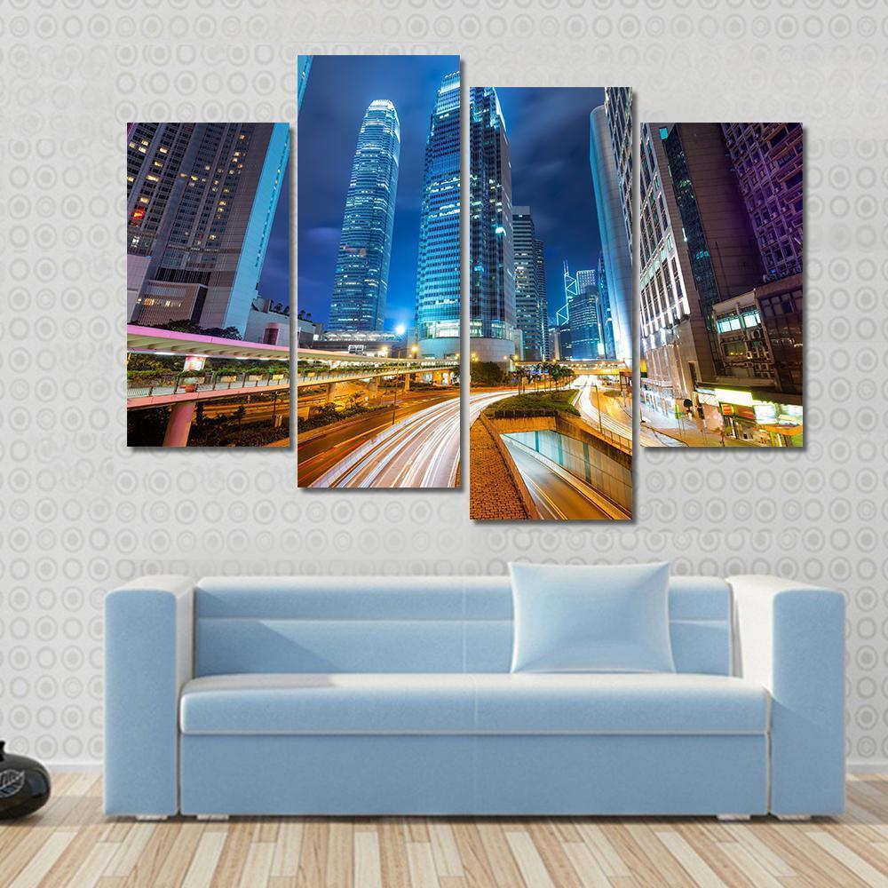 Dubai Road At Night Canvas Wall Art-4 Pop-Gallery Wrap-50" x 32"-Tiaracle