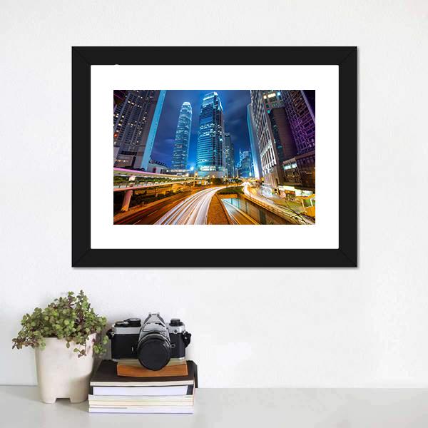Dubai Road At Night Canvas Wall Art-3 Horizontal-Gallery Wrap-25" x 16"-Tiaracle