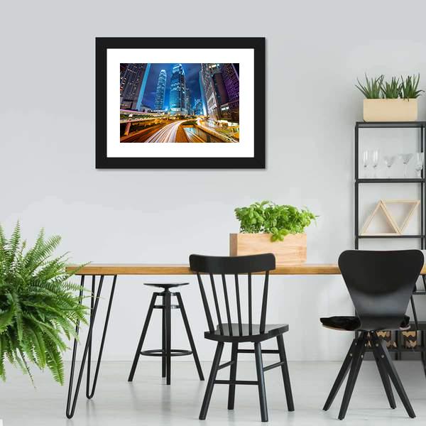 Dubai Road At Night Canvas Wall Art-3 Horizontal-Gallery Wrap-25" x 16"-Tiaracle