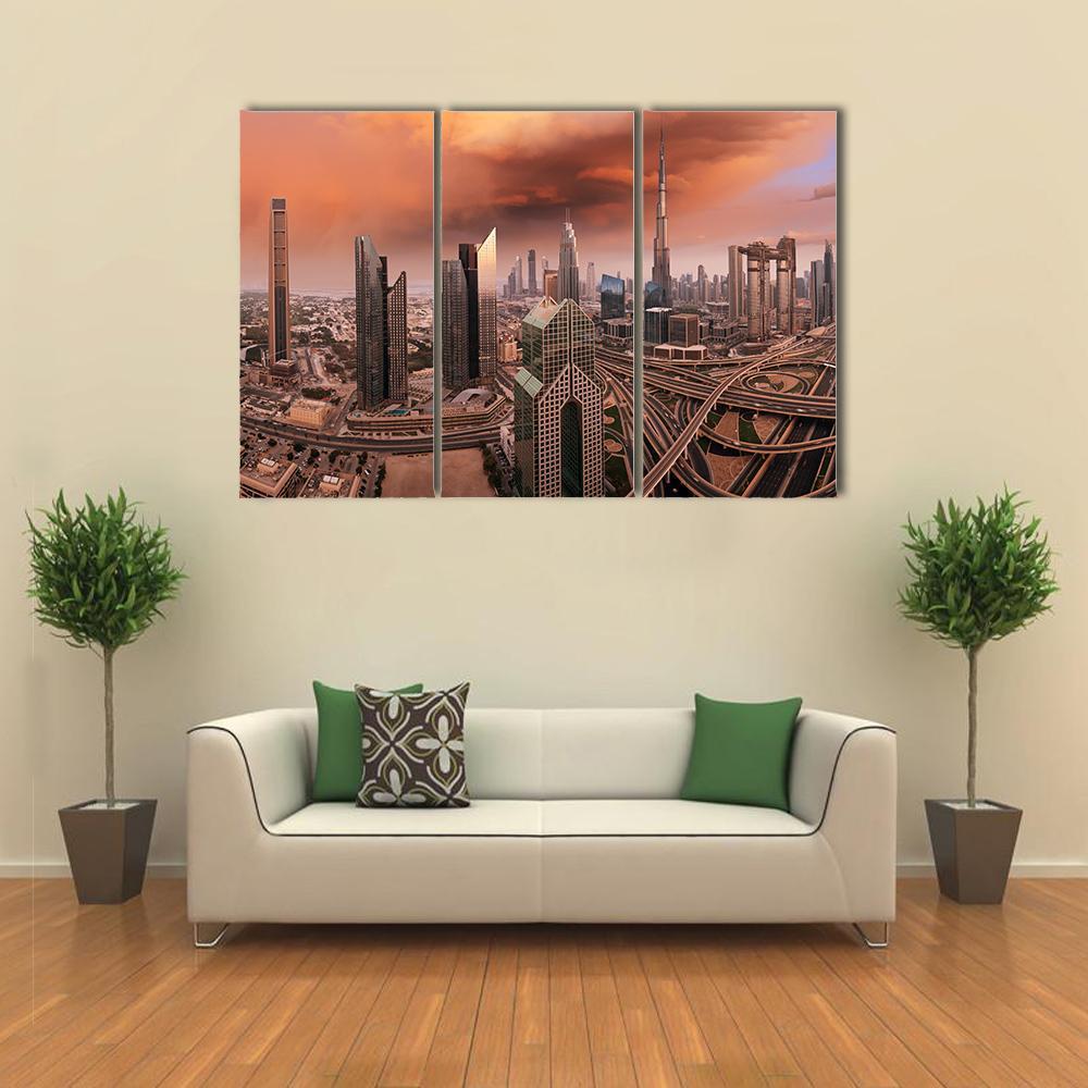 Dubai Skyline Canvas Wall Art-3 Horizontal-Gallery Wrap-37" x 24"-Tiaracle