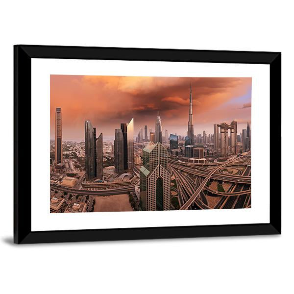 Dubai Skyline Panoramic Canvas Wall Art-1 Piece-36" x 12"-Tiaracle
