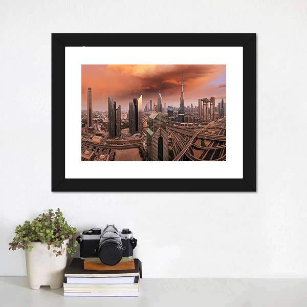 Dubai Skyline Panoramic Canvas Wall Art-1 Piece-36" x 12"-Tiaracle