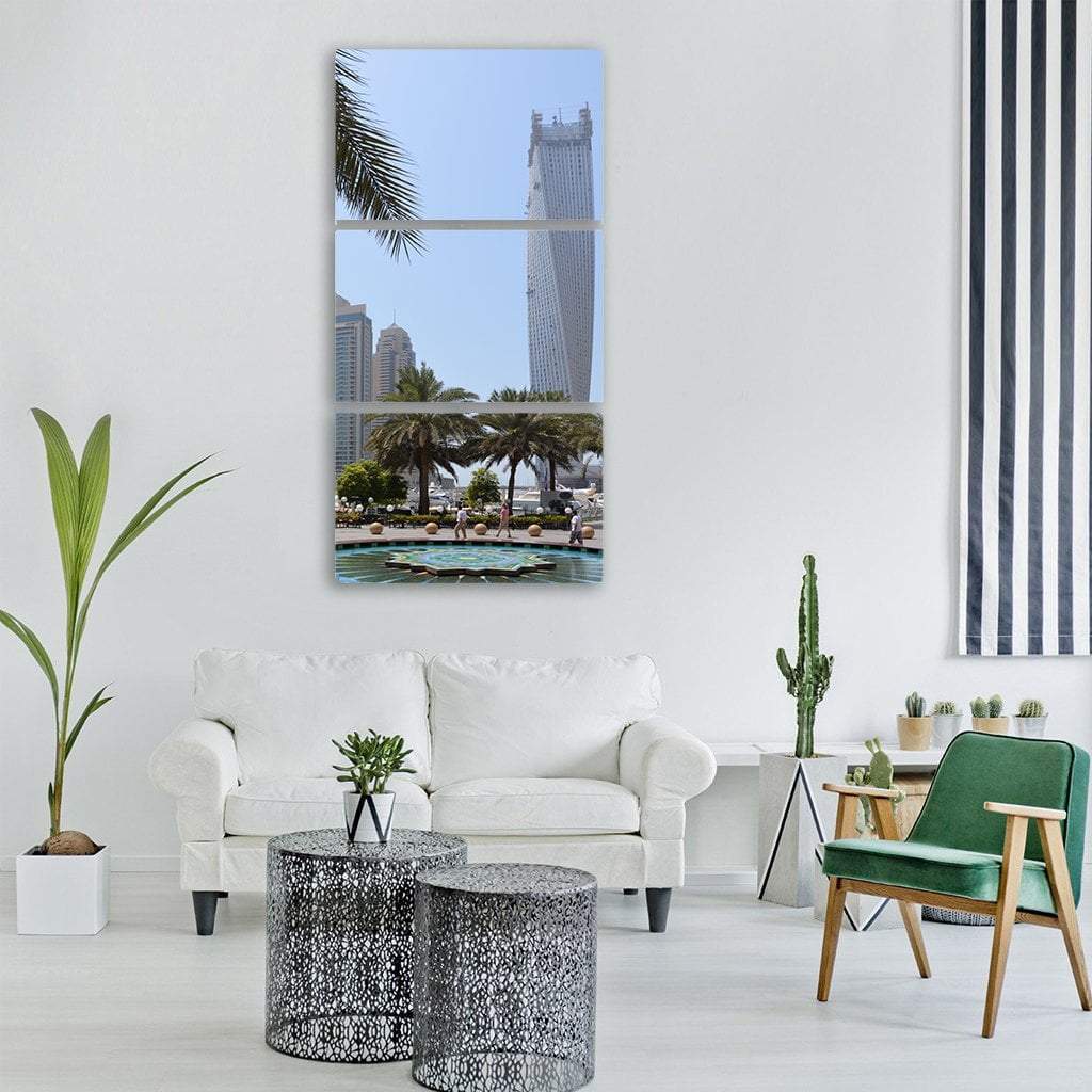 Palm Trees In Dubai Vertical Canvas Wall Art-3 Vertical-Gallery Wrap-12" x 25"-Tiaracle