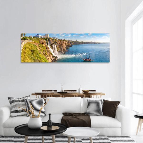Duden Waterfall Panoramic Canvas Wall Art-1 Piece-36" x 12"-Tiaracle