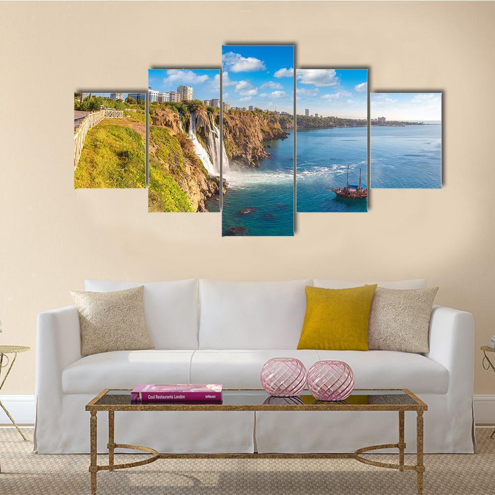 Duden Waterfall Canvas Wall Art-5 Star-Gallery Wrap-62" x 32"-Tiaracle