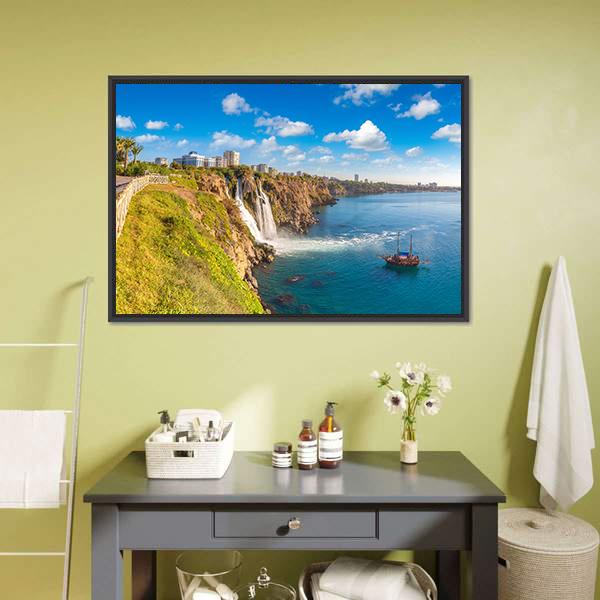 Duden Waterfall Canvas Wall Art-3 Horizontal-Gallery Wrap-25" x 16"-Tiaracle