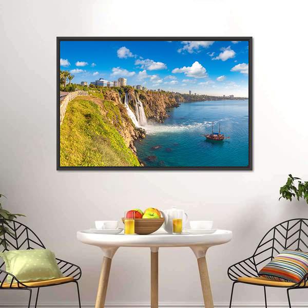 Duden Waterfall Canvas Wall Art-1 Piece-Floating Frame-24" x 16"-Tiaracle