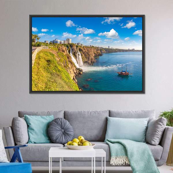 Duden Waterfall Panoramic Canvas Wall Art-1 Piece-36" x 12"-Tiaracle