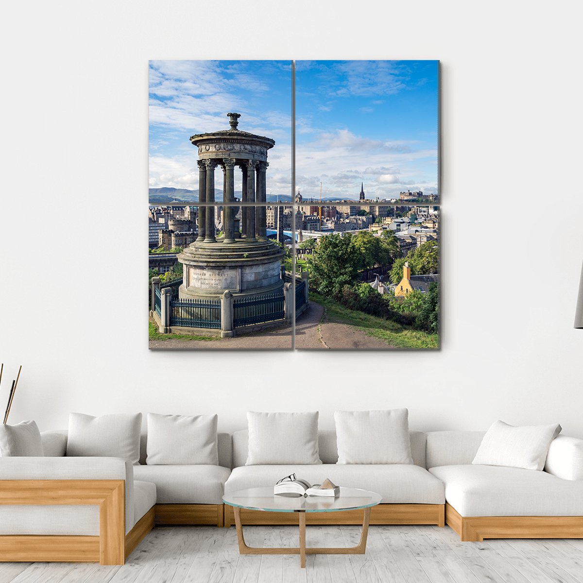 Dugald Stewart Monument On Calton Hill Canvas Wall Art-4 Square-Gallery Wrap-17" x 17"-Tiaracle