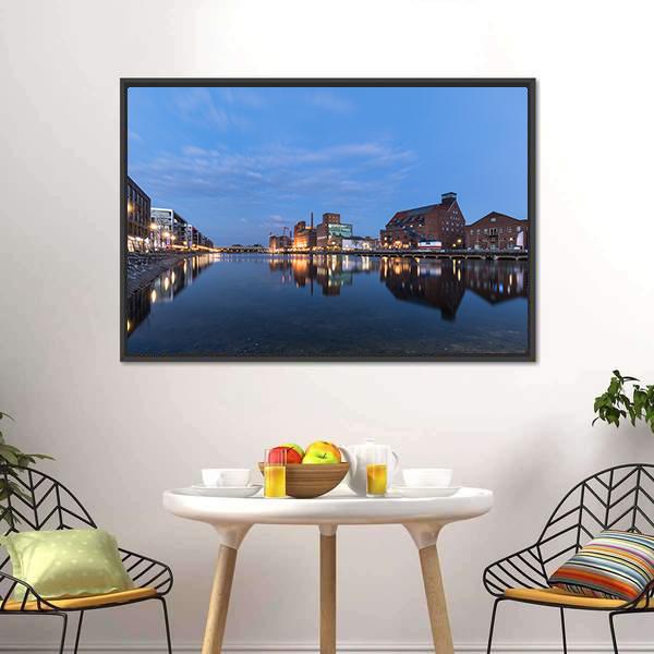Duisburg Inner Harbor Canvas Wall Art-3 Horizontal-Gallery Wrap-25" x 16"-Tiaracle