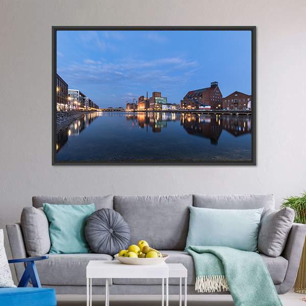 Duisburg Inner Harbor Canvas Wall Art-3 Horizontal-Gallery Wrap-25" x 16"-Tiaracle