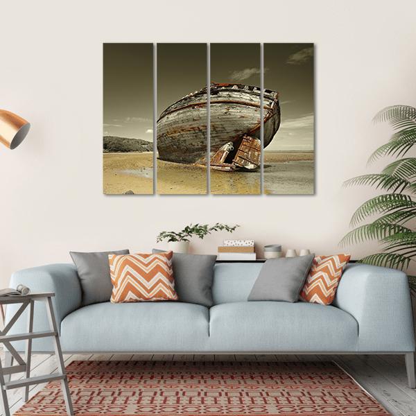 Dulas Bay Shipwreck Canvas Wall Art-4 Horizontal-Gallery Wrap-34" x 24"-Tiaracle