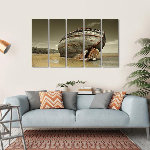 Dulas Bay Shipwreck Canvas Wall Art-5 Horizontal-Gallery Wrap-22" x 12"-Tiaracle
