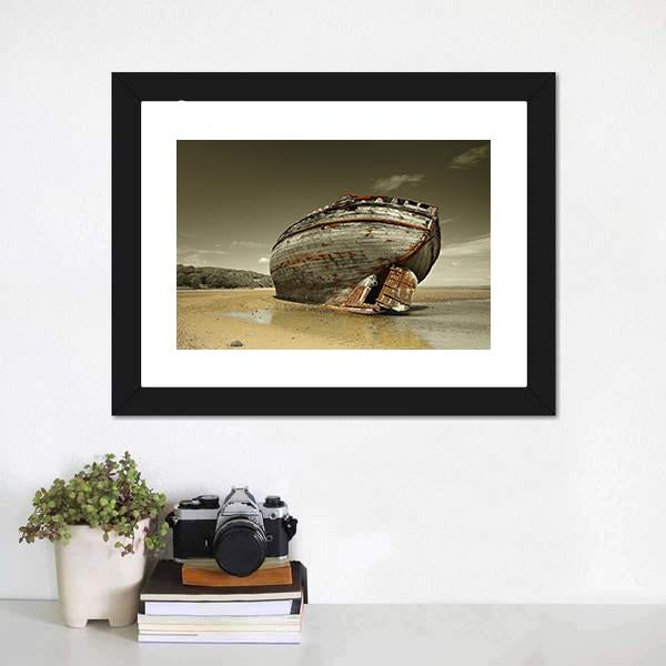 Dulas Bay Shipwreck Canvas Wall Art-3 Horizontal-Gallery Wrap-25" x 16"-Tiaracle