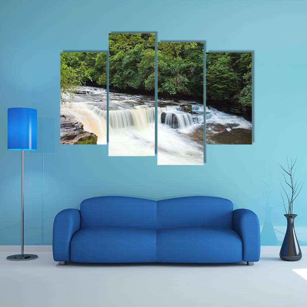 Dundaff Linn Waterfall Canvas Wall Art-4 Pop-Gallery Wrap-50" x 32"-Tiaracle