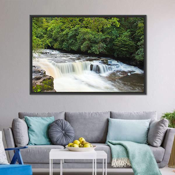 Dundaff Linn Waterfall Canvas Wall Art-3 Horizontal-Gallery Wrap-25" x 16"-Tiaracle