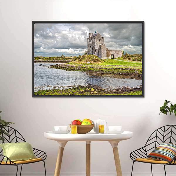 Dunguaire Castle Canvas Wall Art-1 Piece-Floating Frame-24" x 16"-Tiaracle