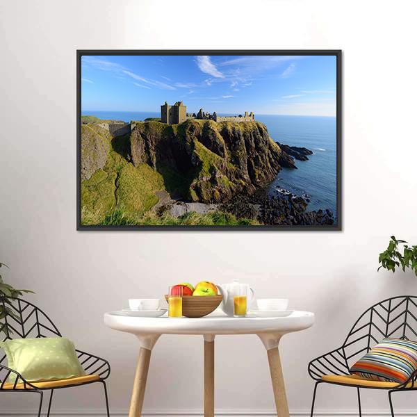 Dunnottar Castle Canvas Wall Art-1 Piece-Floating Frame-24" x 16"-Tiaracle