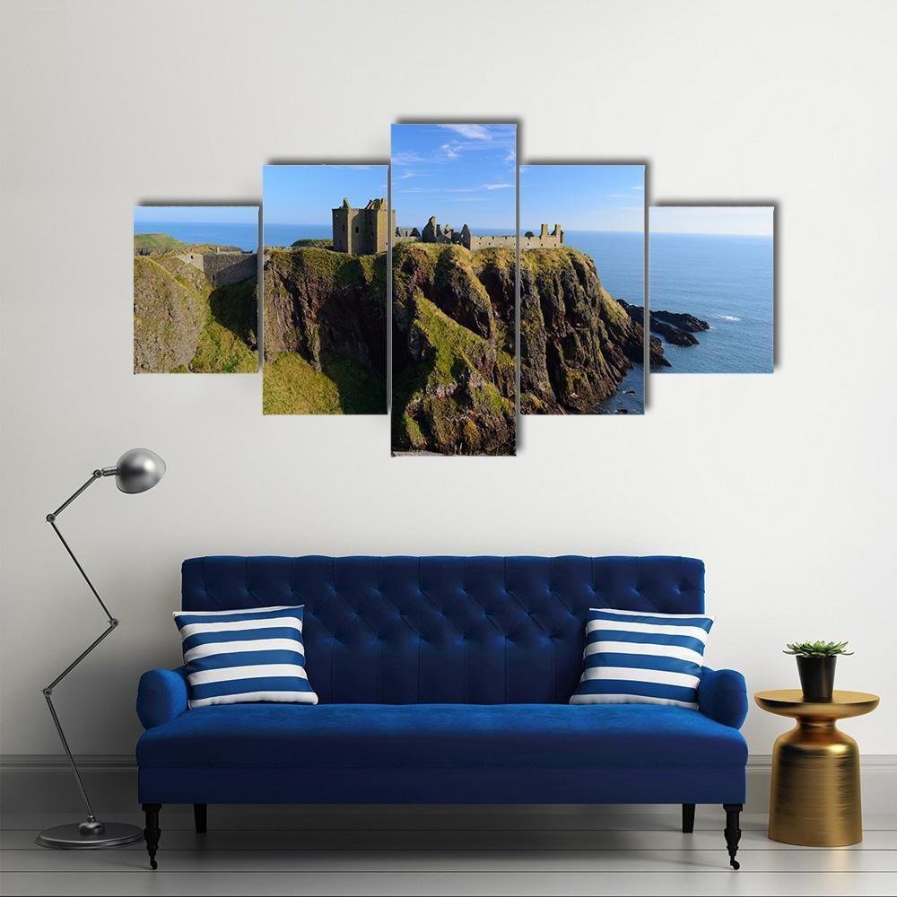 Dunnottar Castle Canvas Wall Art-5 Star-Gallery Wrap-62" x 32"-Tiaracle