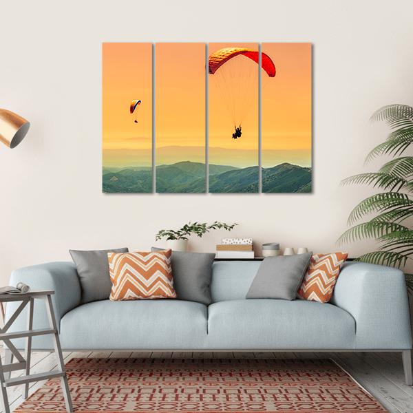 Duo Paragliding Flight Canvas Wall Art-4 Horizontal-Gallery Wrap-34" x 24"-Tiaracle