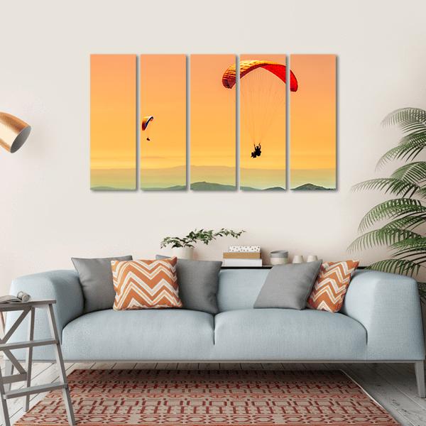 Duo Paragliding Flight Canvas Wall Art-5 Horizontal-Gallery Wrap-22" x 12"-Tiaracle