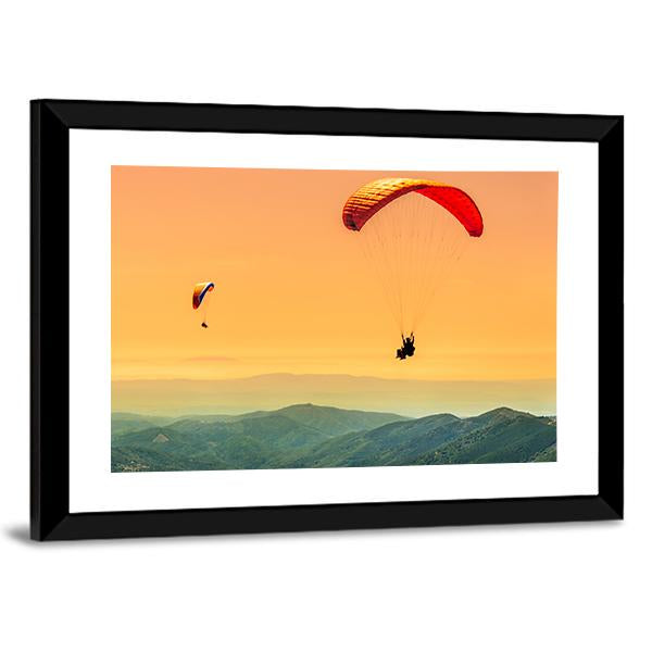 Duo Paragliding Flight Canvas Wall Art-5 Horizontal-Gallery Wrap-22" x 12"-Tiaracle