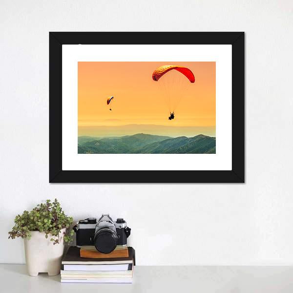 Duo Paragliding Flight Canvas Wall Art-5 Horizontal-Gallery Wrap-22" x 12"-Tiaracle