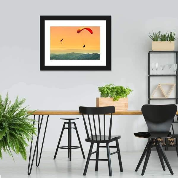 Duo Paragliding Flight Canvas Wall Art-5 Horizontal-Gallery Wrap-22" x 12"-Tiaracle