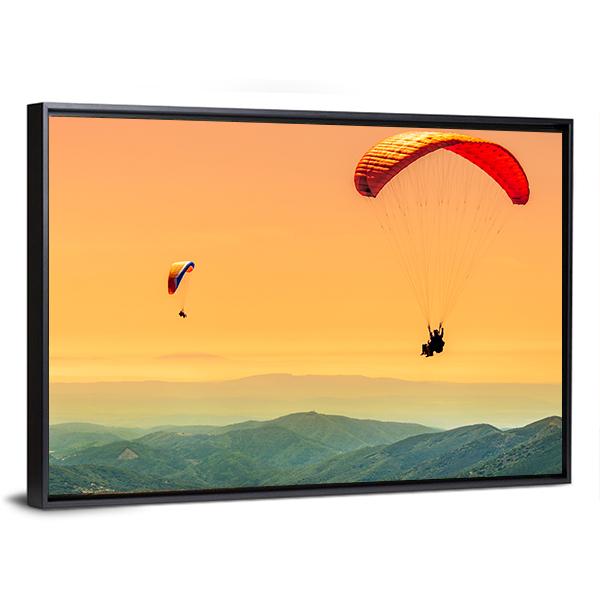 Duo Paragliding Flight Canvas Wall Art-5 Horizontal-Gallery Wrap-22" x 12"-Tiaracle