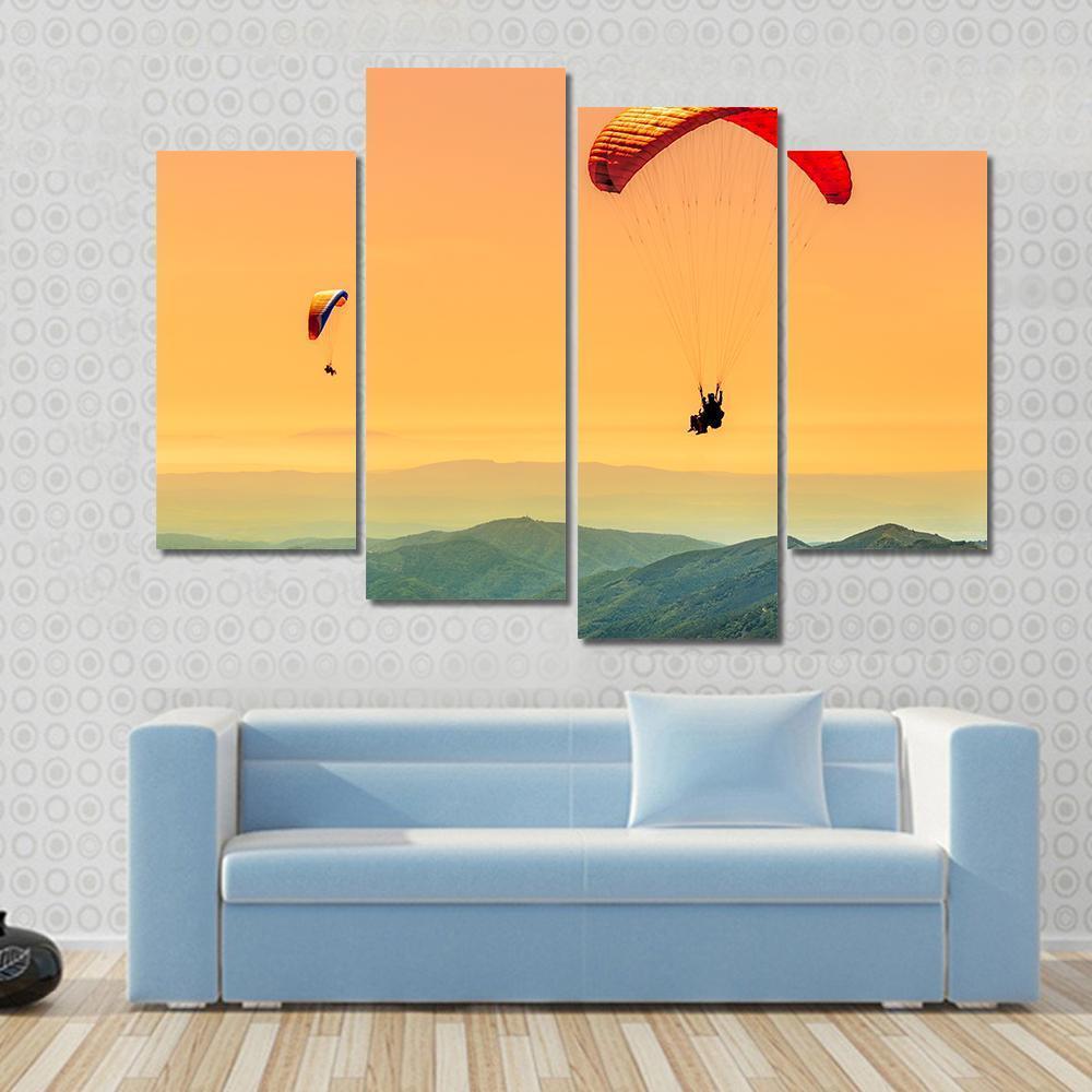 Duo Paragliding Flight Canvas Wall Art-1 Piece-Gallery Wrap-48" x 32"-Tiaracle