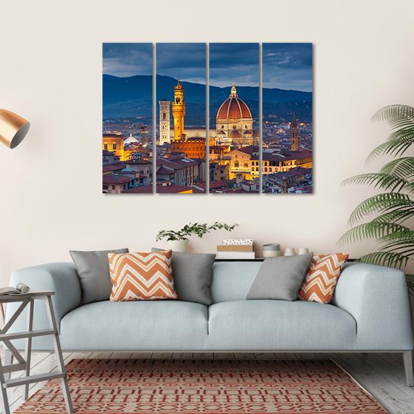 Duomo Cathedral Florence Canvas Wall Art-4 Horizontal-Gallery Wrap-34" x 24"-Tiaracle