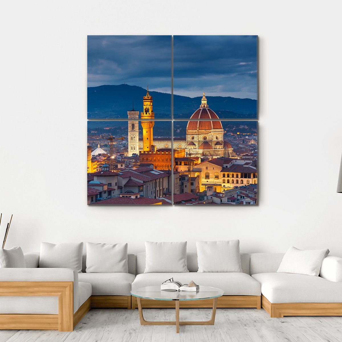 Duomo Cathedral Florence Canvas Wall Art-4 Square-Gallery Wrap-17" x 17"-Tiaracle