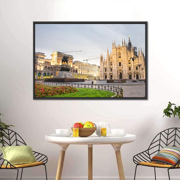 Duomo Cathedral Italy Canvas Wall Art-1 Piece-Floating Frame-24" x 16"-Tiaracle