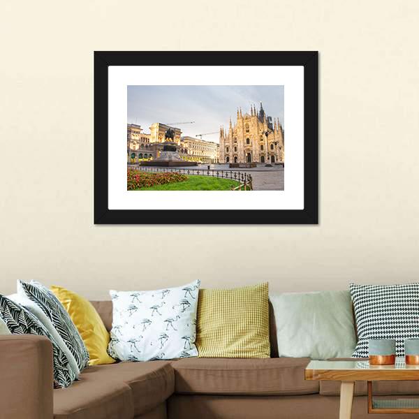 Duomo Cathedral Italy Canvas Wall Art-1 Piece-Framed Print-20" x 16"-Tiaracle