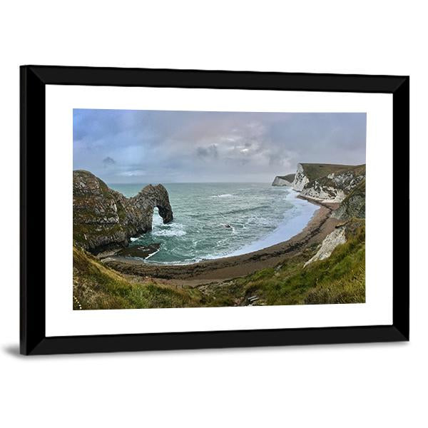 Durdle Door Beach Panoramic Canvas Wall Art-1 Piece-36" x 12"-Tiaracle