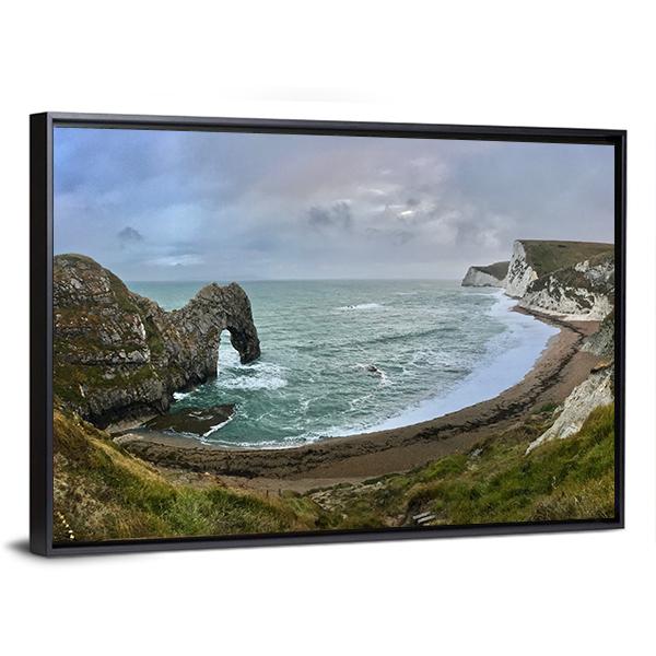 Durdle Door Beach Panoramic Canvas Wall Art-1 Piece-36" x 12"-Tiaracle