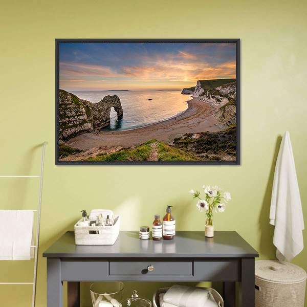 Durdle Door Canvas Wall Art-1 Piece-Floating Frame-24" x 16"-Tiaracle