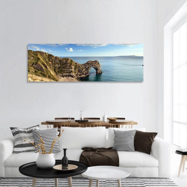 Durdle Door England Panoramic Canvas Wall Art-1 Piece-36" x 12"-Tiaracle