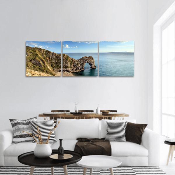 Durdle Door England Panoramic Canvas Wall Art-3 Piece-25" x 08"-Tiaracle