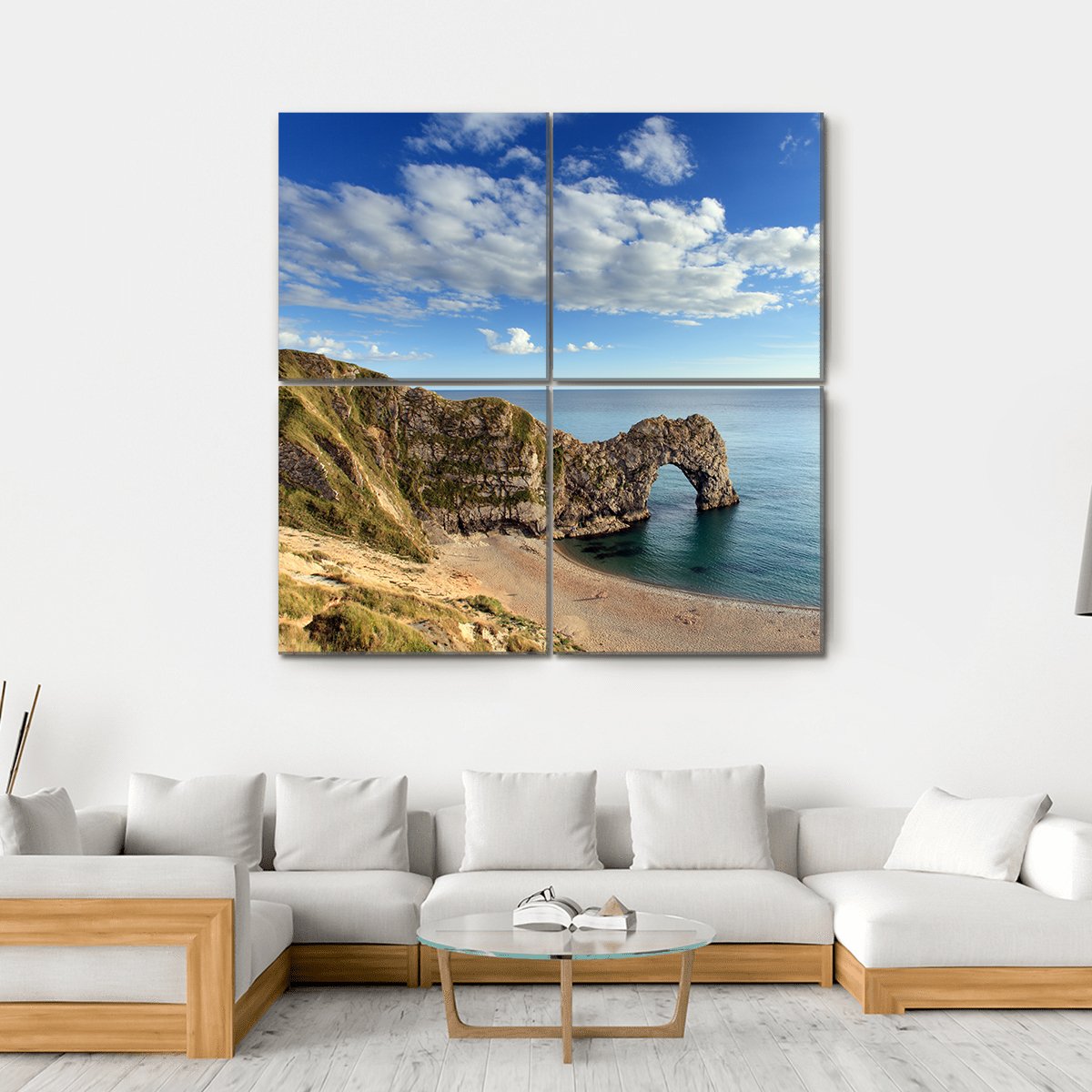 Durdle Door England Canvas Wall Art-4 Square-Gallery Wrap-17" x 17"-Tiaracle